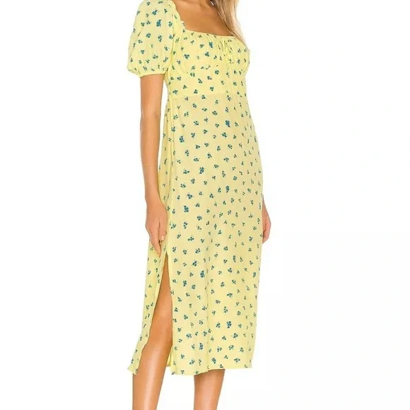 Faithfull the Brand Bette Midi Dress in Lemon Luda Floral Size 8 / Large - Picture 3 of 15